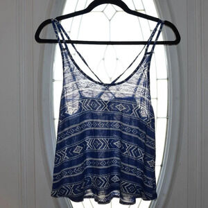 FOREVER 21 Womens Blue Aztec Tank Crop Top Size M